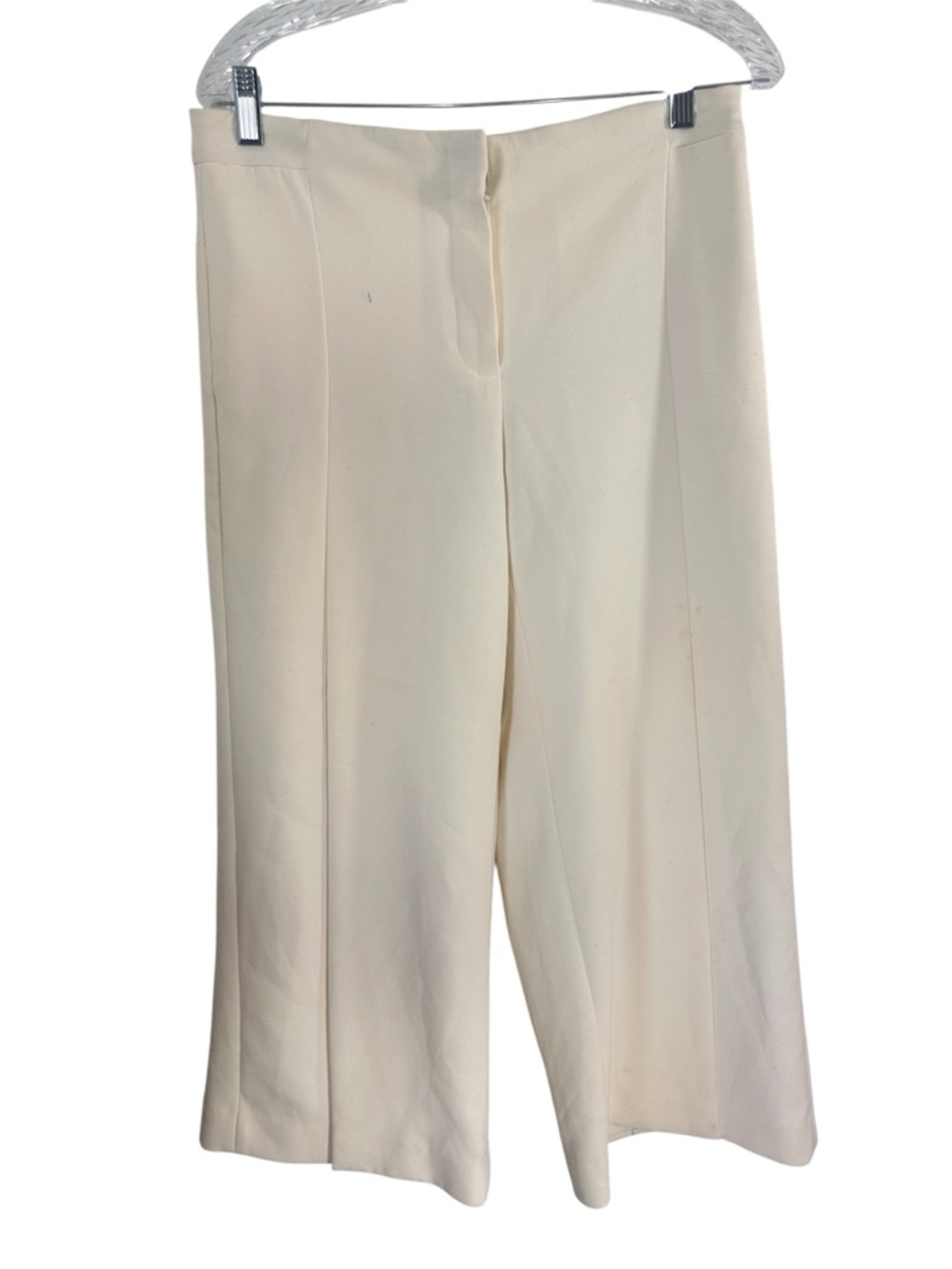 White House|Black Market Ivory Wide Leg Crop Pants Womens Lined Slit NWOT Sz 6R